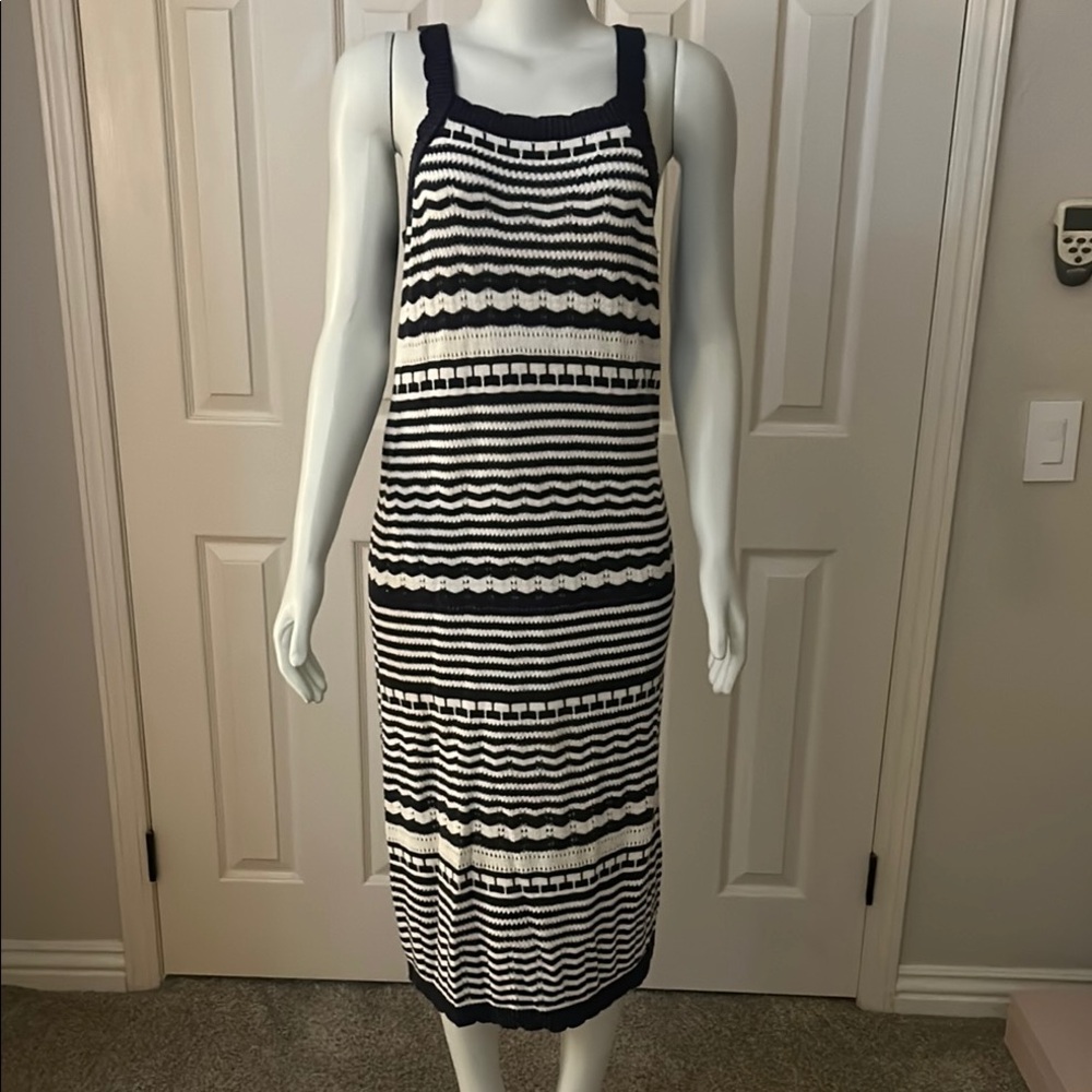 Joie Blue & White Knit Dress Sz: L “nwot”